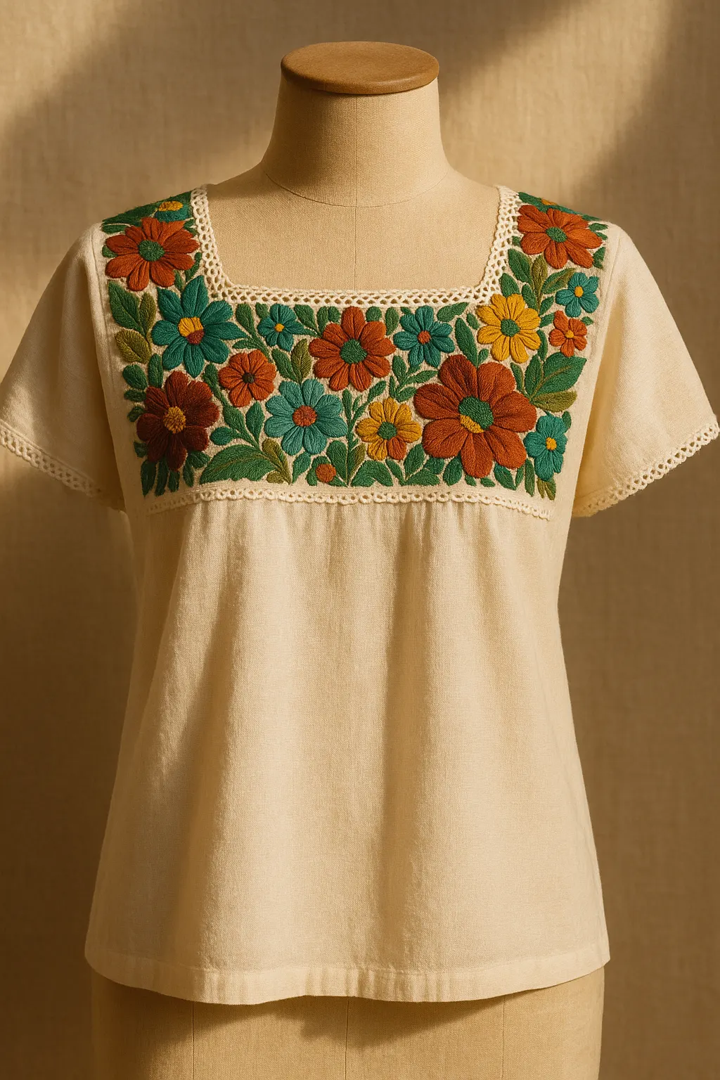 Blusa Yucateca Bordada Tradicional