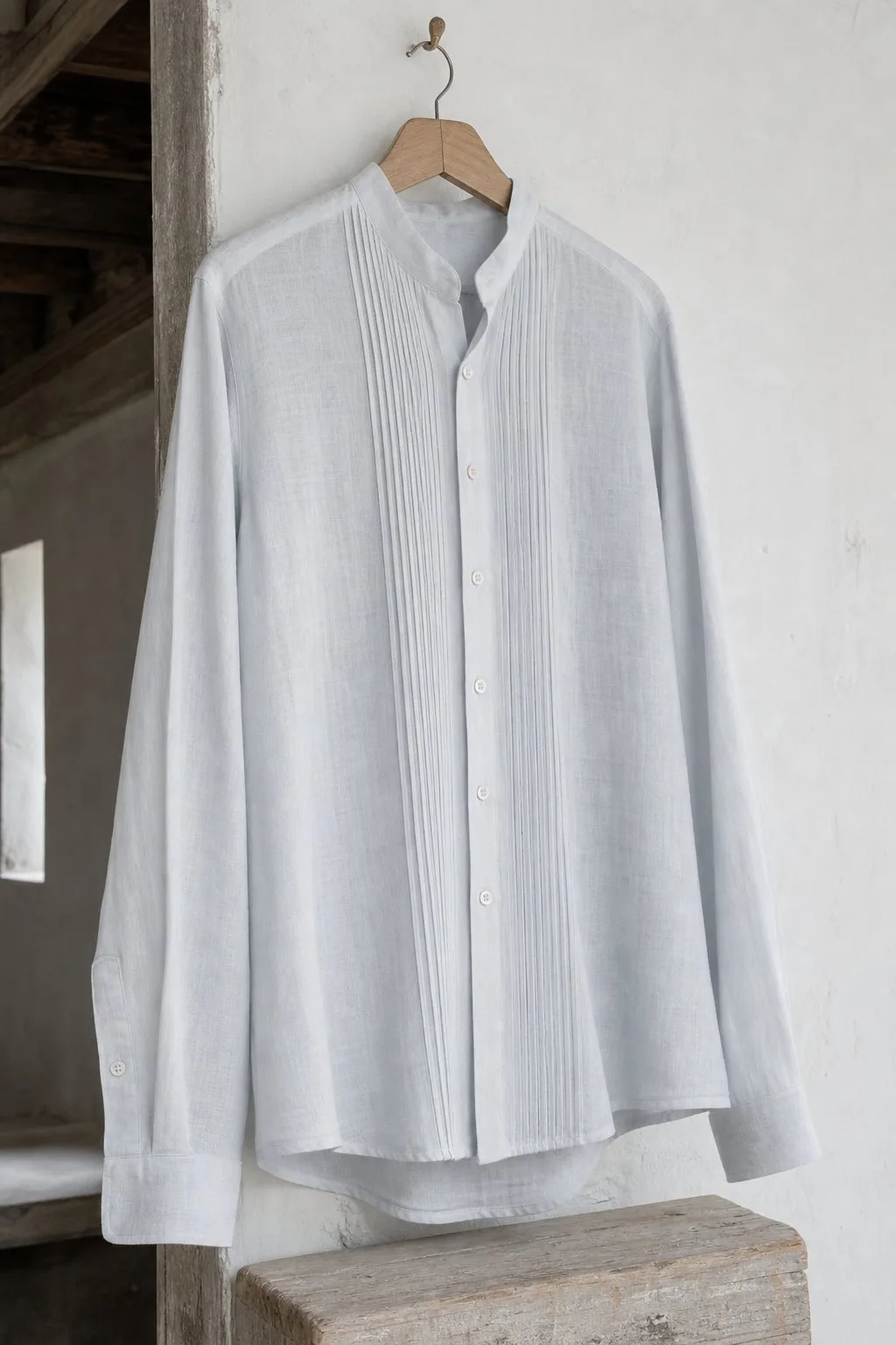 Camisa de Lino Cuello Mao
