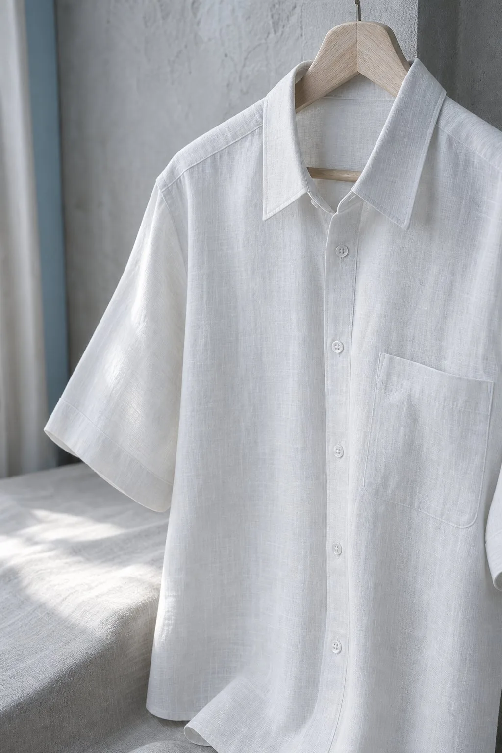 Camisa de Lino Manga Corta Básica
